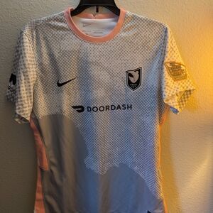 Nike Women's Light Gray and Pink Soccer Jersey - Angel City FC